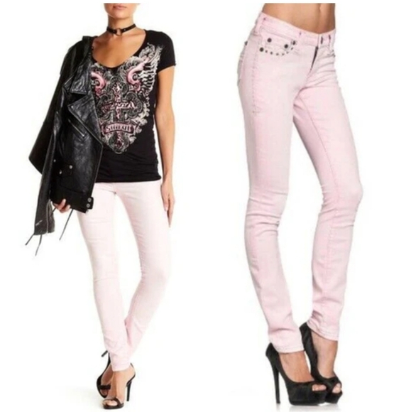 NWT Women's Affliction Raquel Maxine Pink Skinny Jeans - Picture 9 of 16